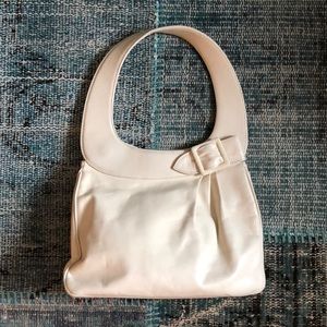 HOBO distressed leather shoulder bag unique coastal grandma bag in cream!